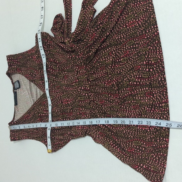 Apostrophe Stretch Brown Polka Dot Blouse Top Women's Size Small - Picture 4 of 7